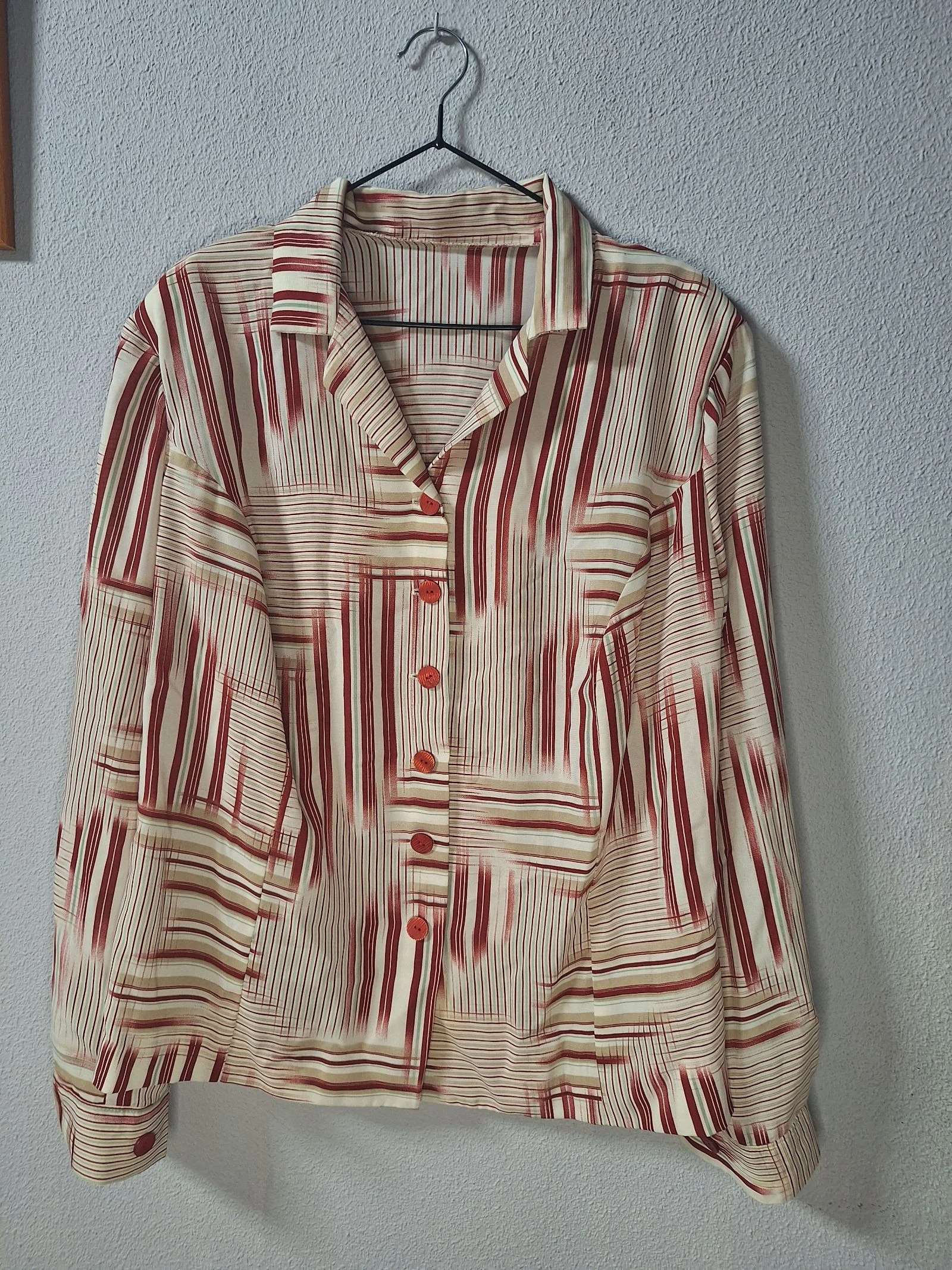 Vintage handmade maroon striped oversize L/XL shirt – photo 2